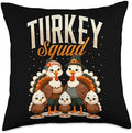 Turkey Squad, Thanksgiving Turkey Matching Family Throw Pillow by Unknown