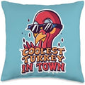 Gobble Gobble Design Co Coolest Turkey in Town Funny Thanksgiving Design Throw Pillow, 16x16, Multicolor by Unknown