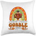 Assistant Principal Gobble Squad Thanksgiving Turkey Rainbow Throw Pillow by Unknown