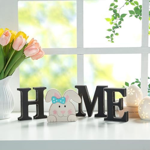 Glitzhome Interchangeable Home Sign with 10 Seasonal Icons Wooden Sign Table Top Shelf Decor for Holiday Farmhouse Door Welcome DIY Decor - Image 6