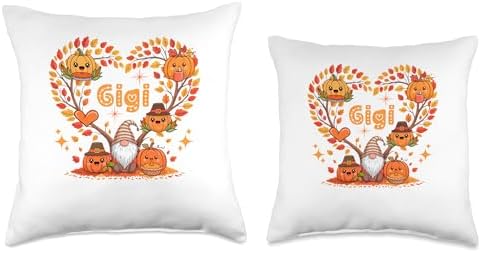 Gigi Thanksgiving Gnome Pupmkins Fall Tree Cute Heart Throw Pillow - Image 3