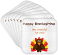 3dRose BrooklynMeme Happy Thanksgiving - Happy Thanksgiving Im Thankful for You with a Picture of a Cute Turkey - Set of 8 Coasters - Soft (CST_221877_2) by 3dRose