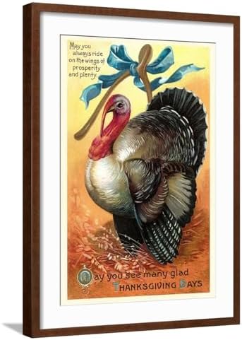 Art.com Wall Art Print Turkey and Wishbone on Brown Frame, 21" x 29" by AllPosters