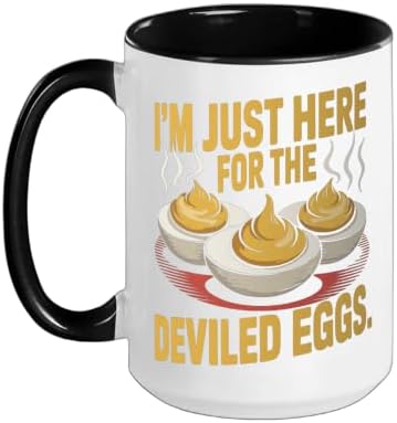 I’m Just Here for the Deviled Eggs Egg Expert Deviled Egg Ceramic Mug, Black/White, 15oz by Unknown