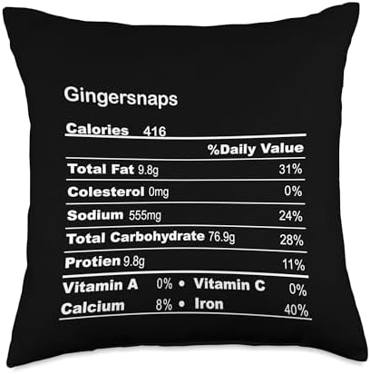 Family Matching Thanksgiving Tee for Family Funny Gingersnaps Thanksgiving Nutritional Fact Throw Pillow, 18x18, Multicolor by Unknown