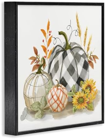 Stupell Industries 'Fall Patchwork Patterned Pumpkins', Framed Giclee Art, Black, 12 x 12 Inches, Easy to Hang and Sturdy, Made in USA, by Nan - Image 2