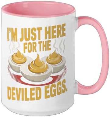 I’m Just Here for the Deviled Eggs Egg Expert Deviled Egg Ceramic Mug, Pink/White, 15oz - Image 2