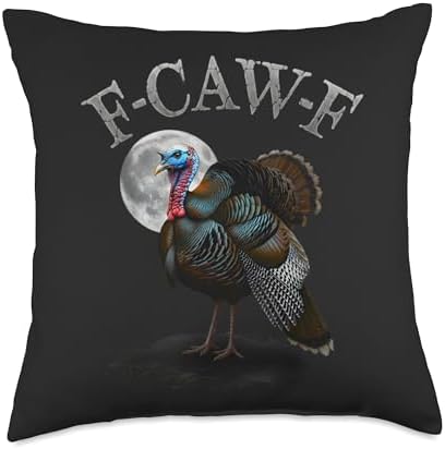 F-Caw-F Funny Turkey Bird Moon Gothic Humor Thanksgiving Throw Pillow by Unknown
