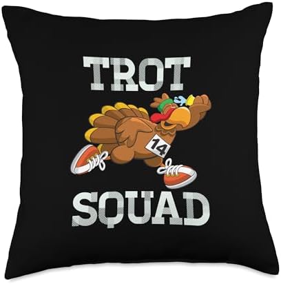Turkey Trot Squad Thanksgiving Trot Race Women Men Kids Throw Pillow by Unknown