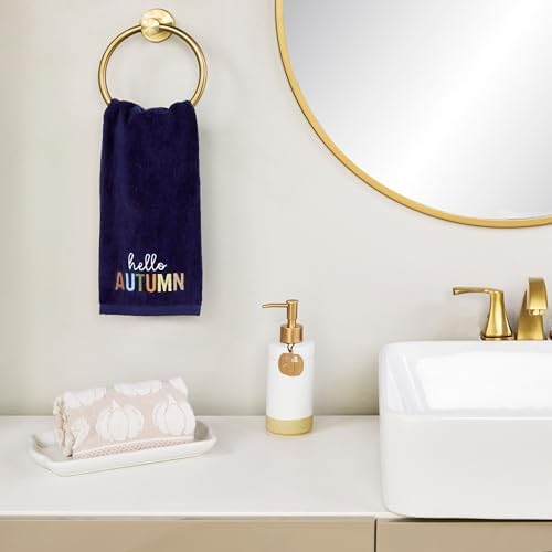 SKL Home Fall Hello Autumn Hand Towel Set-2pc, 100% Cotton, Navy - Image 3