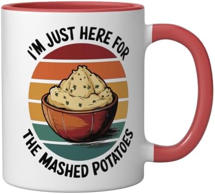 I'm Just Here For The Mashed Potatoes Ceramic Mug, Red/White, 11oz - Image 2