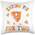 Eating Pie For Two Thanksgiving Pregnancy Announcement Throw Pillow by Unknown