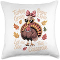 Funny Thanksgiving Turkey Gravy Beans Rolls Casserole Throw Pillow by Unknown