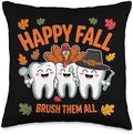 Thanksgiving Tooth Turkey Dentist Dental Throw Pillow by Unknown
