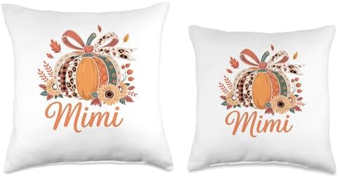 Mimi Thanksgiving Leopard Pumpkin Sunflower Coquette Bow Throw Pillow - Image 3