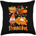 Thankful Thanksgiving Autumn Gnome Pumpkin Pie Turkey Throw Pillow by Unknown