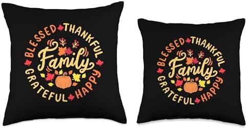 Blessed Thankful Family Thanksgiving Throw Pillow - Image 3