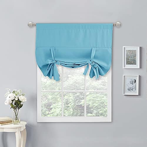 NICETOWN Teal Blue Blackout Balloon Curtains 45 Inches Long for Kitchen by NICETOWN