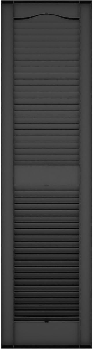 Ekena Millwork Lifetime Vinyl LL1S14X03900BL Standard Cathedral Top Center Mullion, Open Louver Vinyl Shutters, w/Installation Shutter-Lok's & Matching Screws (Per Pair), 14 1/2"W x 39"H, Black