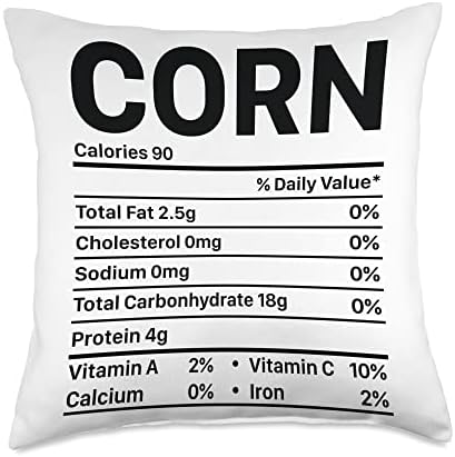 Thanksgiving Corn Calories Menu Thankful Throw Pillow by Unknown