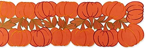 DII Fall Table Decorations Indoor Décor, Thanksgiving, Table Runner, 14x108, Embroidered Cut Work Pumpkins - Image 2
