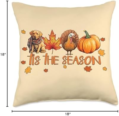 Tis The Season Labrador Dog Fall Thanksgiving Throw Pillow - Image 4