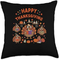 Funny Turkey Read Books Reading Happy Thanksgiving Teacher Throw Pillow by Unknown