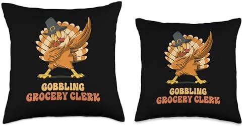 Thanksgiving Holiday Gifts and Designs Dabbing Turkey Grocery Clerk Funny Thanksgiving Throw Pillow, 16x16, Multicolor - Image 3