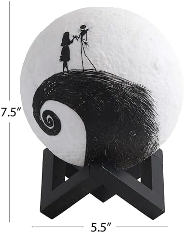 Idea Nuova The Nightmare Before Christmas Spiral Hill LED Mood Light, Color Changing Decorative Lamp Featuring Jack Skellington,Battery Operated Tabletop Light (Pack of 2)