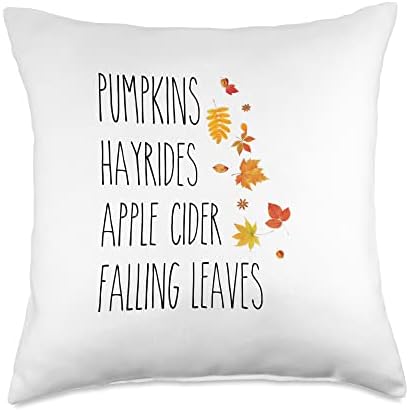 Rae Dun inspire Pumpkin Apple Cider Fall Leaves Thanksgiving Throw Pillow by Unknown