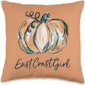 East Coast Girl Watercolor Pumpkin Fall Thanksgiving 2022 Throw Pillow by Unknown