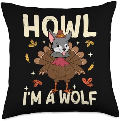 Thanksgiving Fake Wolf Thanksgiving Turkey Wolf Funny Throw Pillow by Unknown