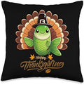 Funny Green Neon Tetra Fish with Turkey Feather Thanksgiving Throw Pillow by Unknown