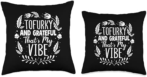 Vegan Powered Familys & co Tofurky and Grateful That's My Vibe Vegan Thanksgiving Throw Pillow, 18x18, Multicolor - Image 3