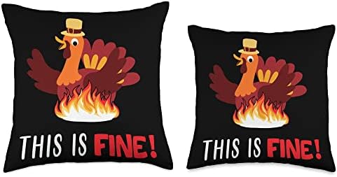Thanksgiving This is Fine Fire Turkey Throw Pillow - Image 3