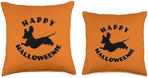 Happy Halloweenie - Funny Dachshund Dog Halloween Pun Throw Pillow