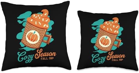 Pumpkin Spice Latte Season Thanksgiving Design Throw Pillow - Image 3