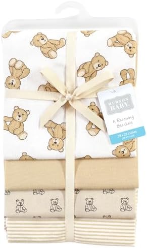 Hudson Baby Unisex Baby Cotton Poly Flannel Receiving Blankets, Teddy Bears, One Size - Image 2