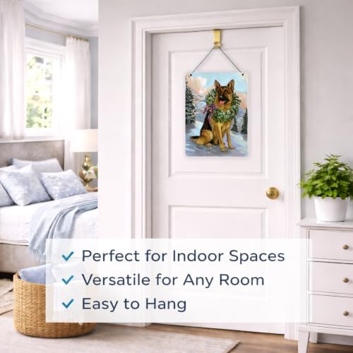 Caroline's Treasures PPP3098DS1216 German Shepherd Christmas Honor Wall or Door Hanging Prints Aluminum Metal Sign Kitchen Wall Bar Bathroom Plaque Home Decor Front Door Plaque, 12x16, Multicolor