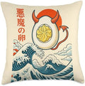 Funny Deviled Egg Great Wave Japanese Art Thanksgiving Food Throw Pillow by Unknown