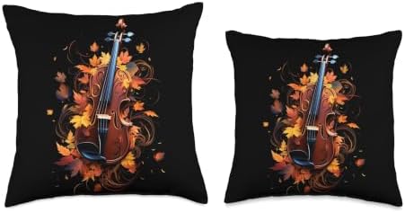 Violin Player Autumn Autumn Leaves Thanksgiving Throw Pillow - Image 3