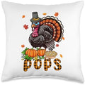 Pops Thanksgiving Fall Pumpkins Pie Matching Family Kids Throw Pillow by Unknown