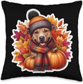 Autumn Fall Pit Bull Dog Owner Thanksgiving Mom Dad Pumpkin Throw Pillow by Unknown