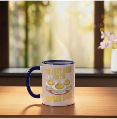 I’m Just Here for the Deviled Eggs Egg Expert Deviled Egg Ceramic Mug, Dark Blue/White, 11oz - Image 3