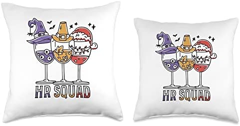 Halloween Thanksgiving Christmas HR Squad Costume Funny Throw Pillow - Image 3