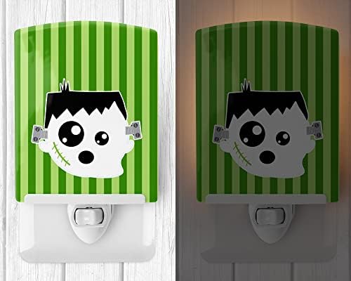 Caroline's Treasures BB6958CNL Halloween Ghost Frankenstein Ceramic Night Light Compact, UL-Certified, Ideal for Bedroom, Bathroom, Nursery, Hallway, Kitchen, 6x4x3, Multicolor