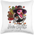 Hair Stylist Thanksgiving Cute Leopard Turkey Costume Women Throw Pillow by Unknown