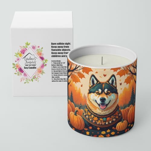 Caroline's Treasures DAC1005CDL Akita Fall Decorative Soy Candle Nature Soy Wax Essential Oil Home Decor Ideal for Bedroom Kitchen Bath Office Gift, 10 oz - Image 2