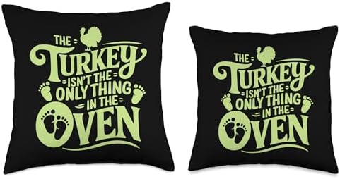 Turkey Isn't The Only Thing In Oven, Pregnancy Thanksgiving Throw Pillow - Image 3