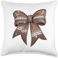 Coquette Bow Pumpkin American Football Thanksgiving Autumn Throw Pillow by Unknown
